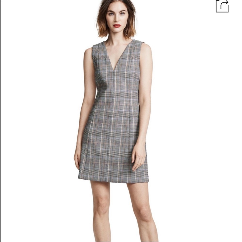 Theory Womens A Line Dress Multicolor Autumn Plaid Stretch Sleeveless